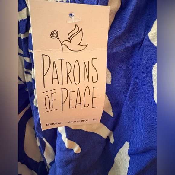Patrons of Peace NWT royal blue white tank medium vacation print rayon - Picture 3 of 9